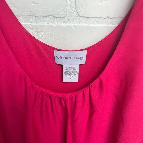 Soft Surroundings Bright Pink Fuchsia Chiffon Sleeveless Flowy Maxi Dress -sz M - Picture 3 of 5